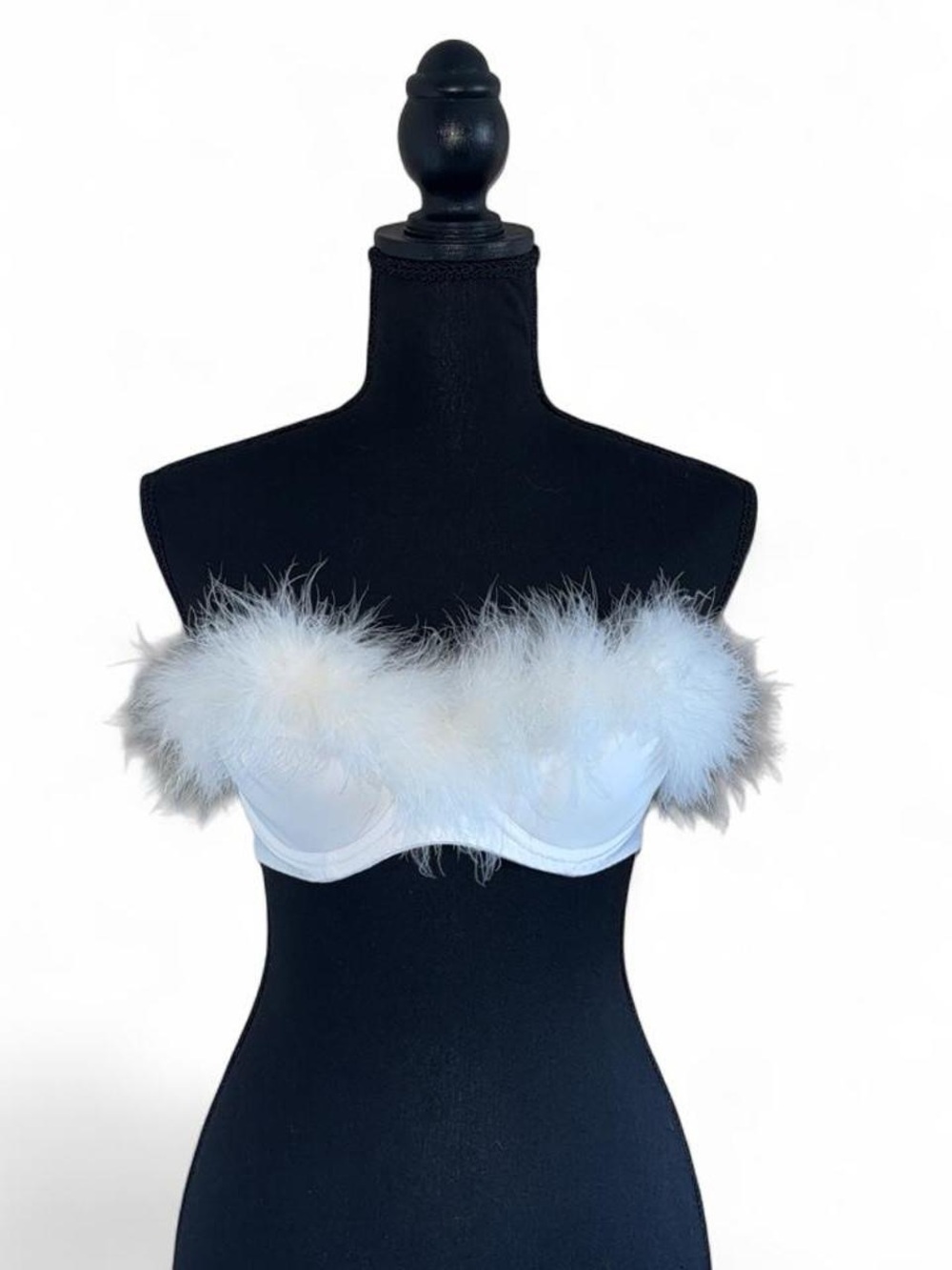 Secret Treasures White Feather-Trim Strapless Bandeau
